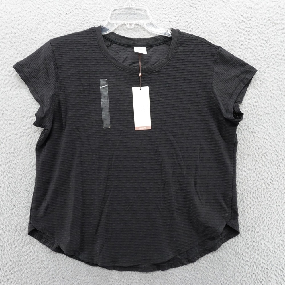 CALIA Renew Tee Pure Black Textured Training Top Active Womens Large NEW